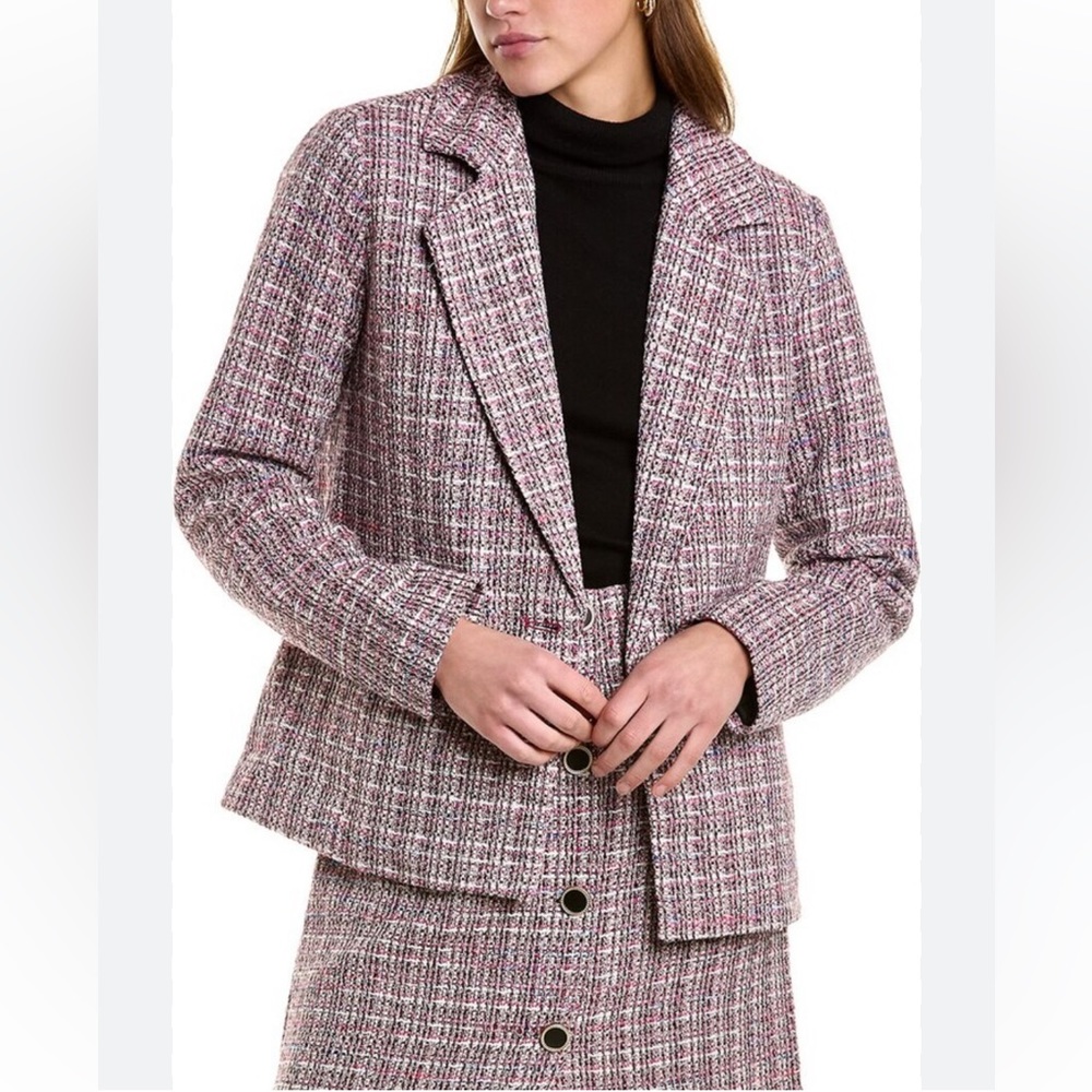 BAGATELLE Pink Boucle Textured‎ Tweed Blazer Sz Lg